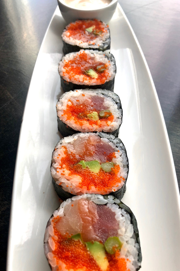 Rock-n-Sake classics menu image featuring a sushi roll.